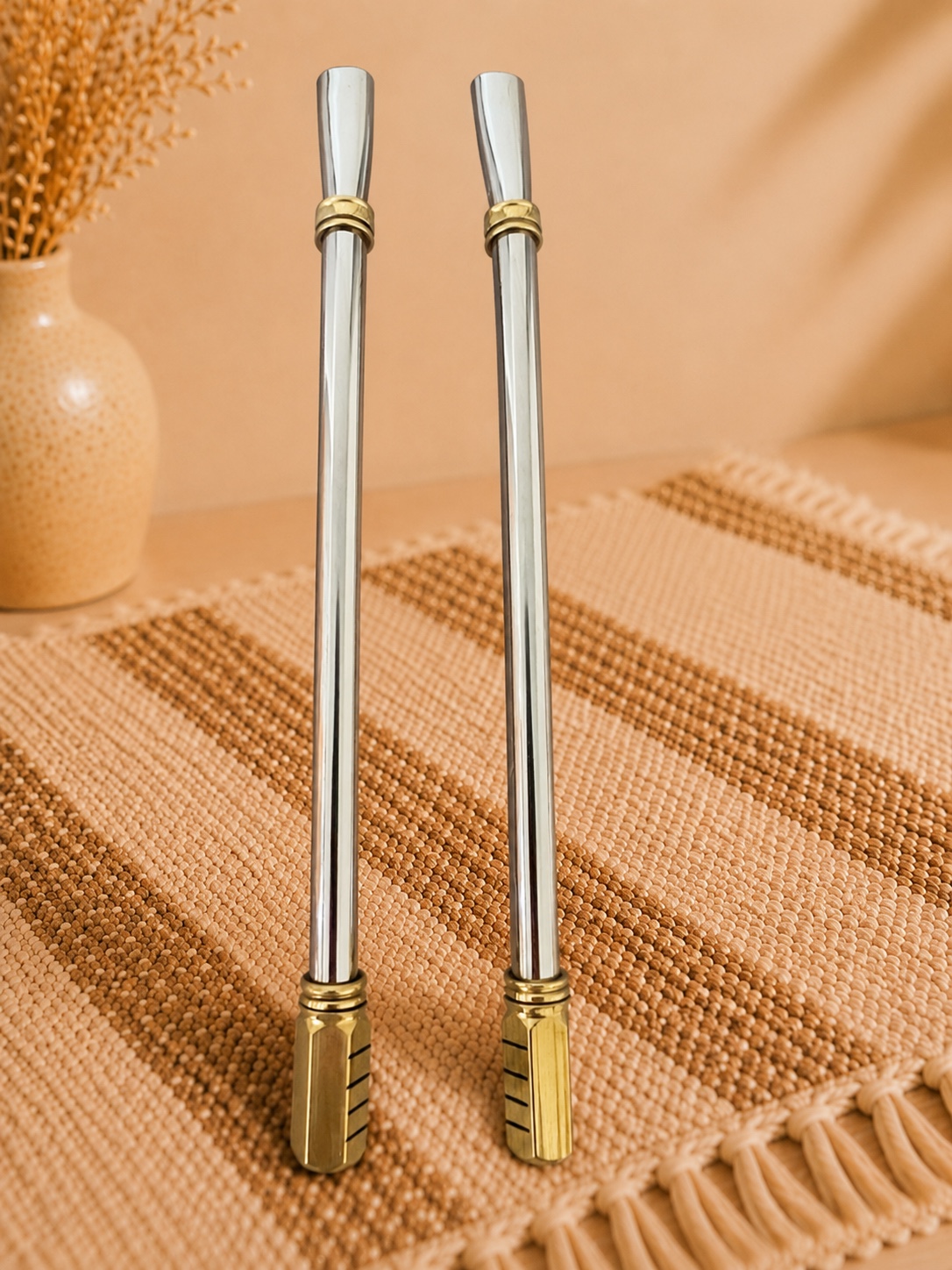 Bombilla acero con virola y tambor hexagonal bronce eco