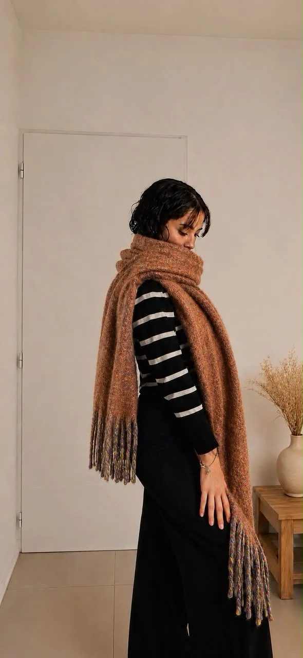 Bufanda tejida caramelo